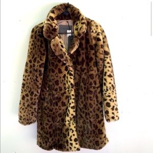 Cavalini Faux Fur Satin Lined Leopard Jacket